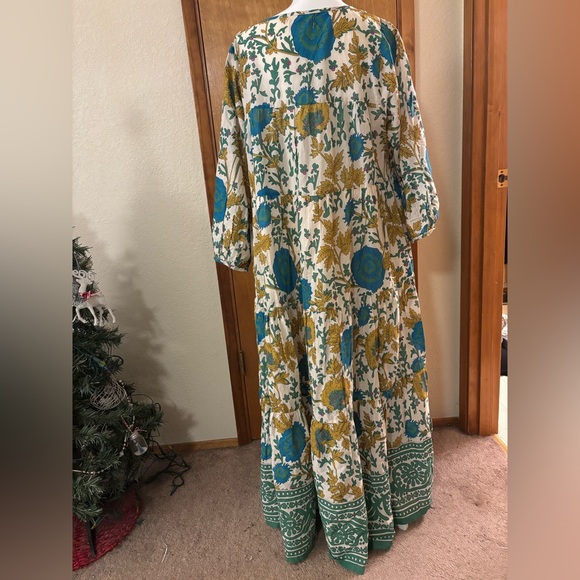 NATURAL LIFE Floral Maxi Dress in Blue and Yellow 100% Cotton - Picture 5 of 8
